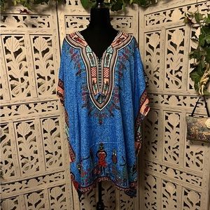 STAR INDIA Simply lovely blue black & red decorative angel wings kaftan top
